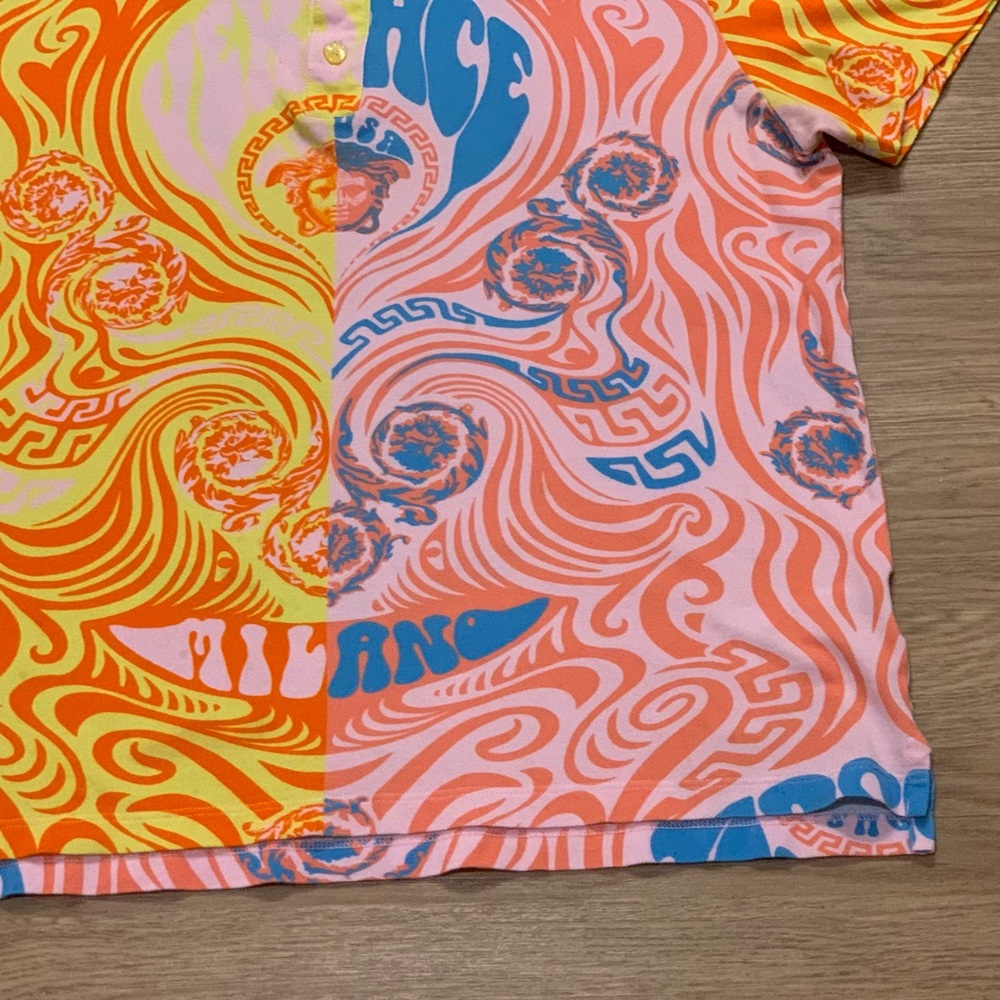 Versace Medusa Music and Greca Print Polo Men Multicolor Size L Made Italy - Picture 14 of 16